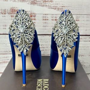 Sz 6 Badgley Mischka Kiara Platform Pump Sapphires Blue Wedding Rhinestone